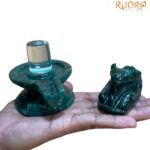 Sphatik Lingam With Green Jade Nandi - ( 591 Grams)