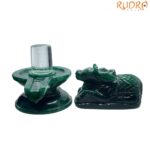 Sphatik Lingam With Green Jade Nandi - ( 591 Grams)
