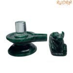Sphatik Lingam With Green Jade Nandi - ( 591 Grams)