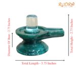 Sphatik Lingam With Green Margatha Base - 2.75 Inches - (306 Grams) - Rudrapuja