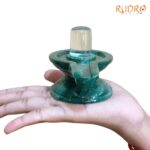 Sphatik Lingam With Green Margatha Base - 2.75 Inches - (306 Grams) - Rudrapuja