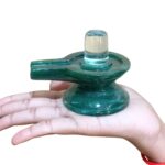 Sphatik Lingam With Green Margatha Base - 2.75 Inches - (306 Grams) - Rudrapuja