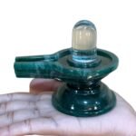 Original Sphatik Lingam With Green Jade Base image