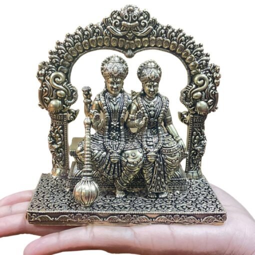 Lord Vishnu With Laxmi Ji Idol In Brass - 451 Gram - ( 4.50 Inch)