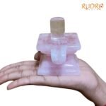 Crystal Lingam with Square Rose Quartz base - 400 Grams
