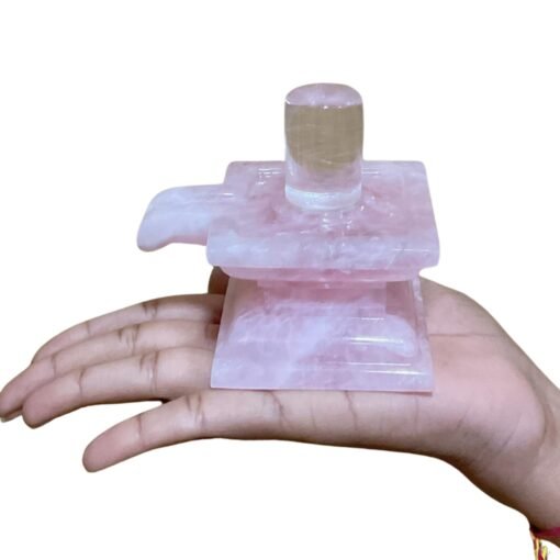 Crystal Lingam With Square Rose Quartz Base - 400 Grams