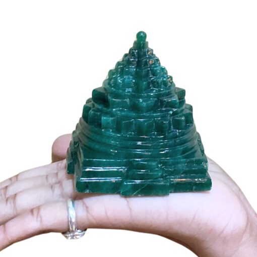 Green Jade Margatha Shree Yantra 3 inches (410 Grams)