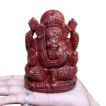Red Jasper Ganesh Idol - 4.5 Inches - ( 608 Grams)