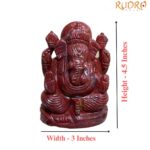Red Jasper Ganesh Idol - 4.5 Inches - ( 608 Grams)