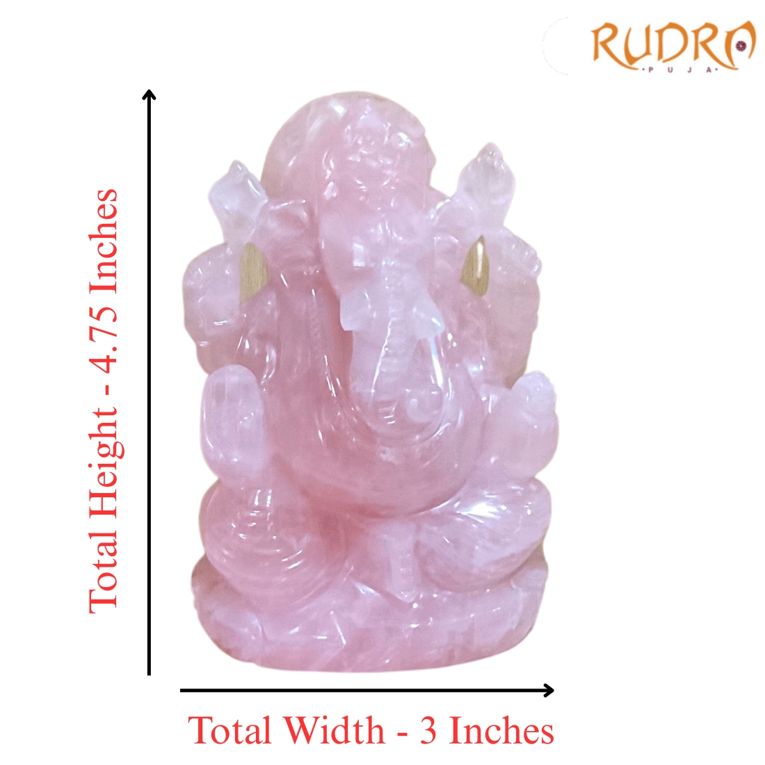 Rose Quartz Ganesh Idol 755 GMS