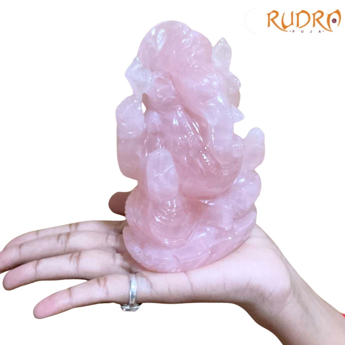 Rose Quartz Ganesh Idol 755 GMS