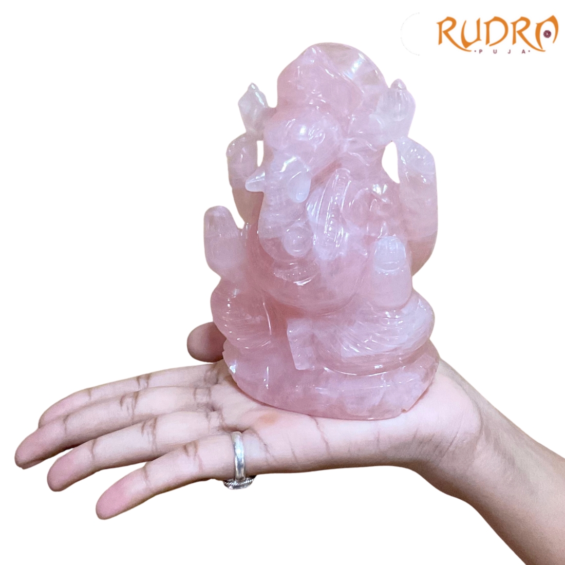 Rose Quartz Ganesh Idol 755 GMS