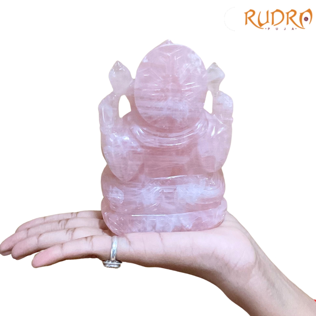 Rose Quartz Ganesh Idol 755 GMS