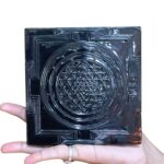 Shree Yantra Plate In Black Jade - 5 By 5 Inches - (1002 Grams)