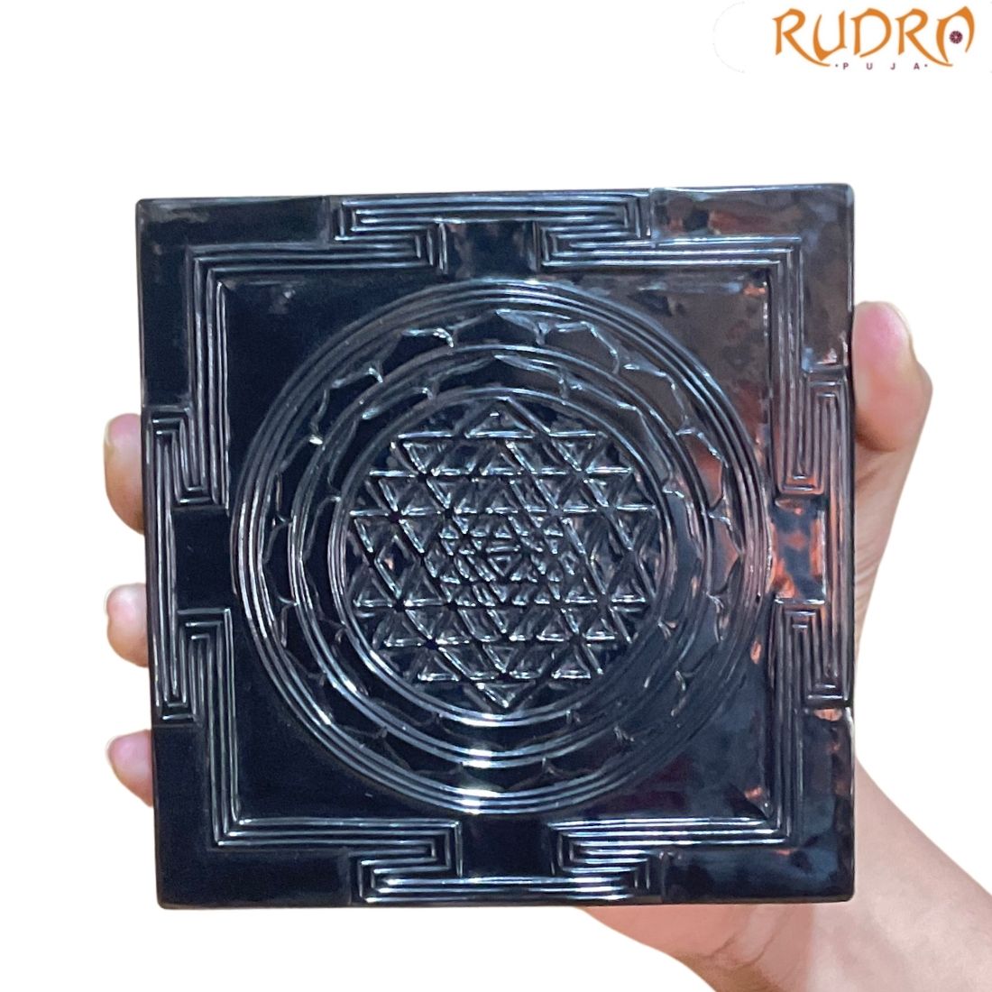 Shree Yantra Plate In Black Jade