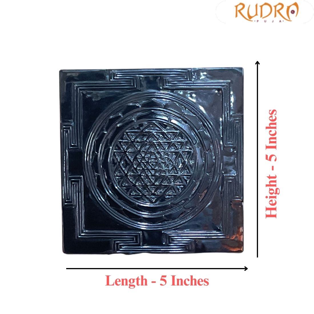 Shree Yantra Plate In Black Jade - 5 By 5 Inches - (1002 Grams)
