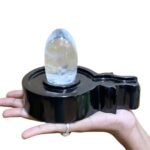 Sphatik Lingam With Black Jade Base - 4 Inches - (1102 Grams)