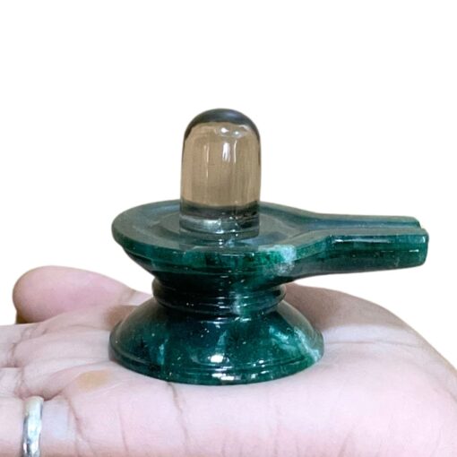 Sphatik Lingam With Green Jade Base - 2 Inches - (106 Grams)