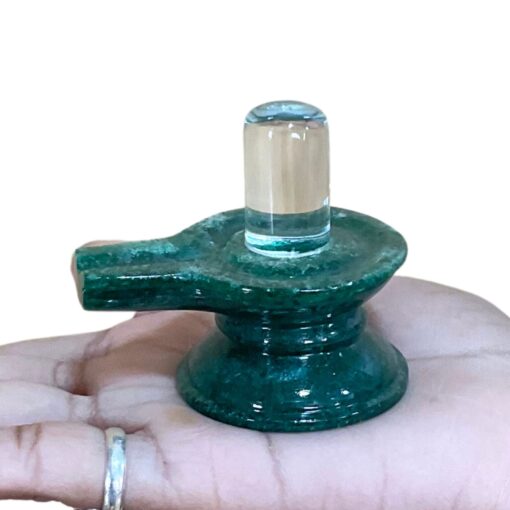 Sphatik Lingam With Green Jade Base - 2 Inches - (98Grams)