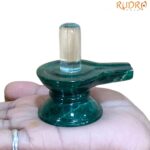 Sphatik Lingam With Green Jade Base - 2.25 Inches - (115 Grams)