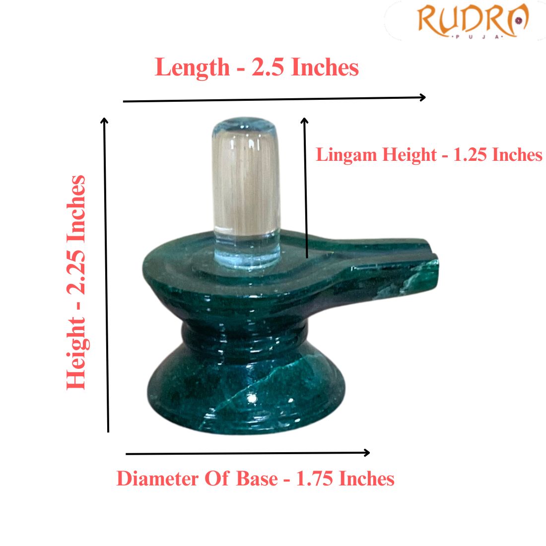 Sphatik Lingam With Green Jade Base - 2.25 Inches - (115 Grams)