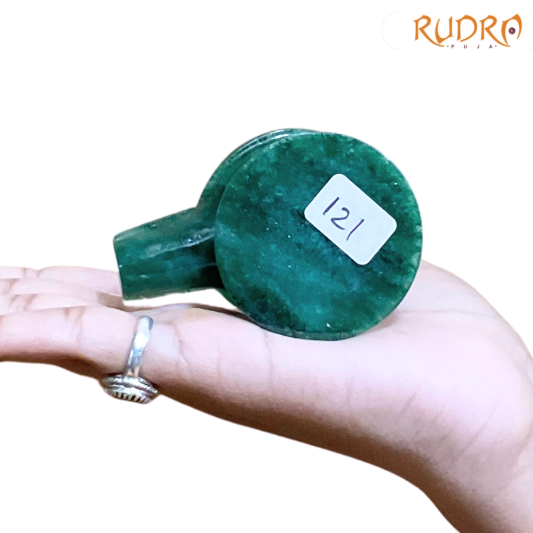 Sphatik Lingam With Green Jade Base - 2.25 Inches - (121 Grams)