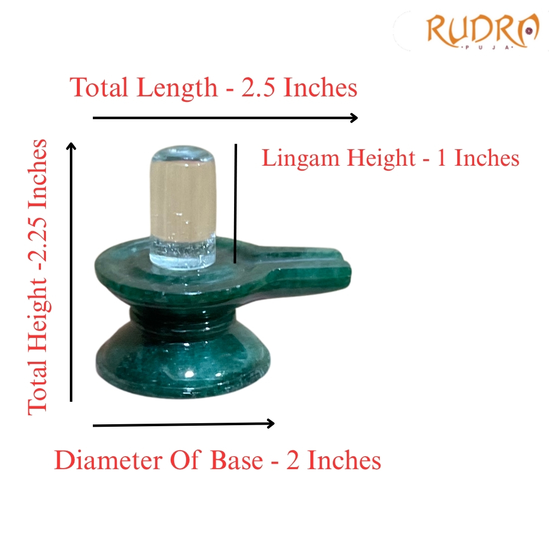 Sphatik Lingam With Green Jade Base - 2.25 Inches - (121 Grams)