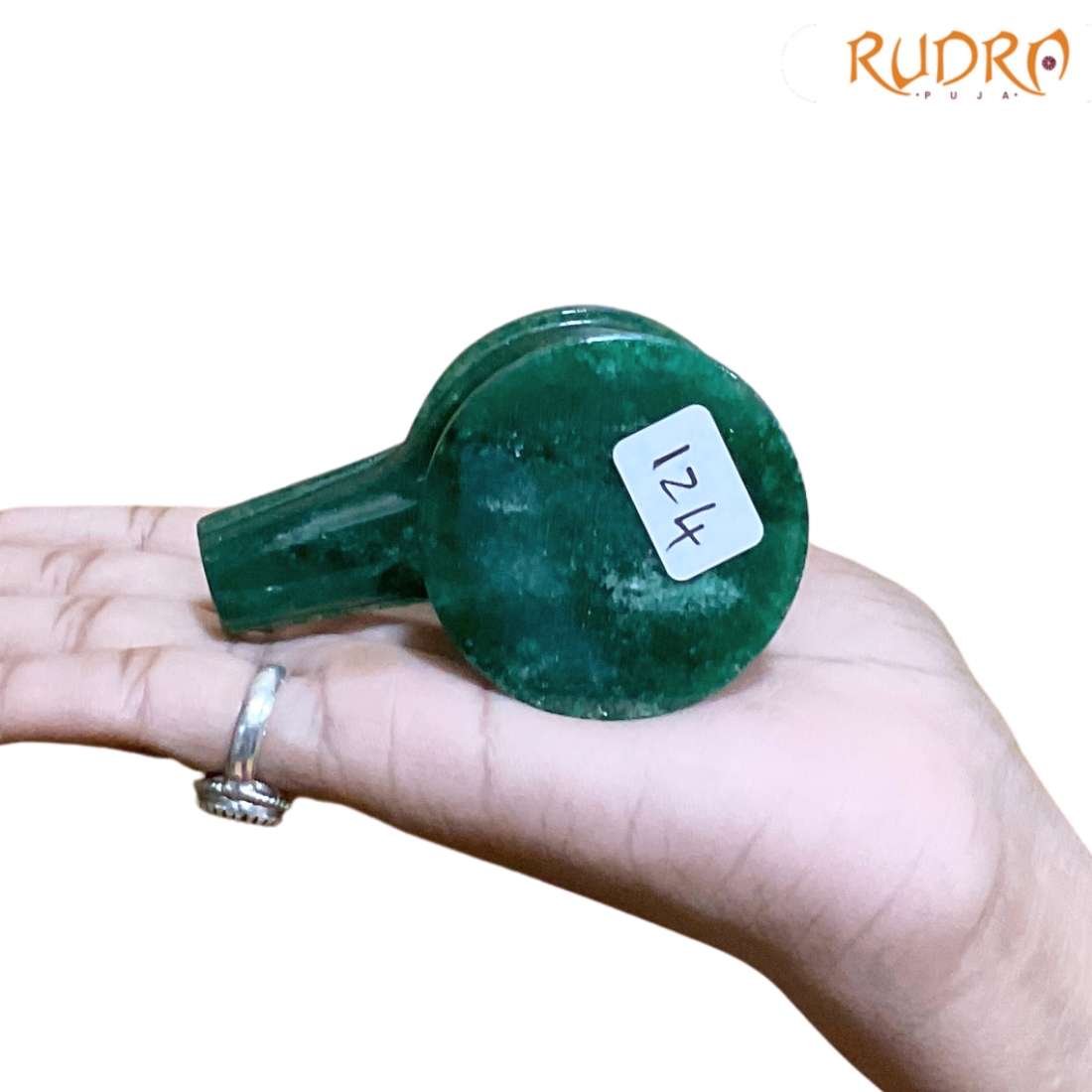 Sphatik Lingam With Green Jade Base - 2.25 Inches - (124 Grams)