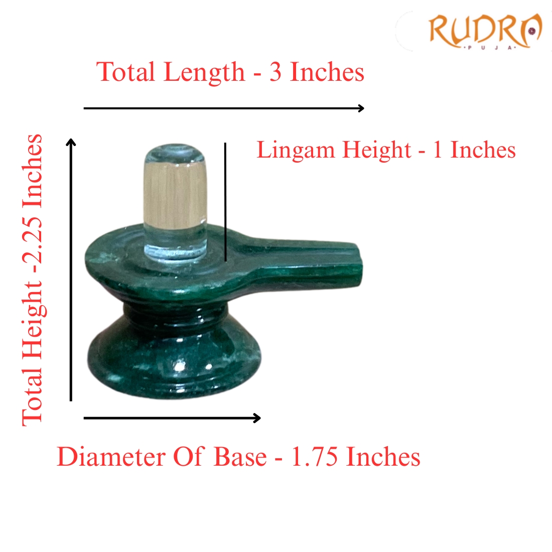 Sphatik Lingam With Green Jade Base - 2.25 Inches - (124 Grams)