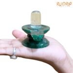 Sphatik Lingam With Green Jade Base - 2.25 Inches - (140 Grams)