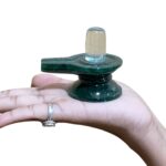 Sphatik Lingam With Green Jade Base - 2.25 Inches - (140 Grams)
