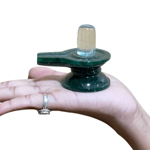 Sphatik Lingam With Green Jade Base - 2.25 Inches - (140 Grams)