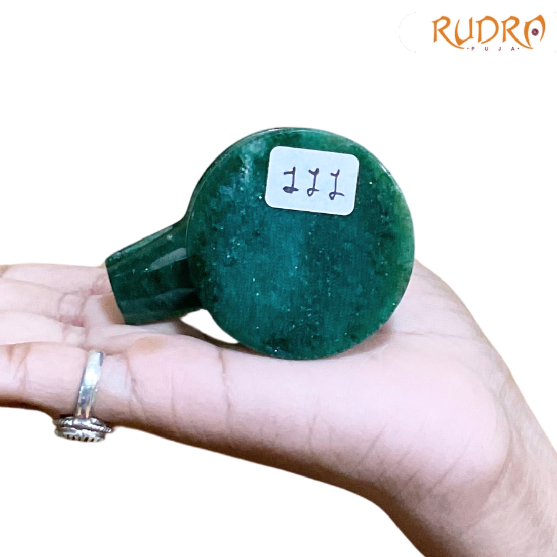 Sphatik Lingam With Green Jade Base - 2.5 Inches - (111 Grams)