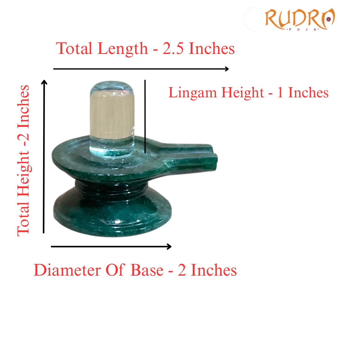 Sphatik Lingam With Green Jade Base - 2.5 Inches - (111 Grams)
