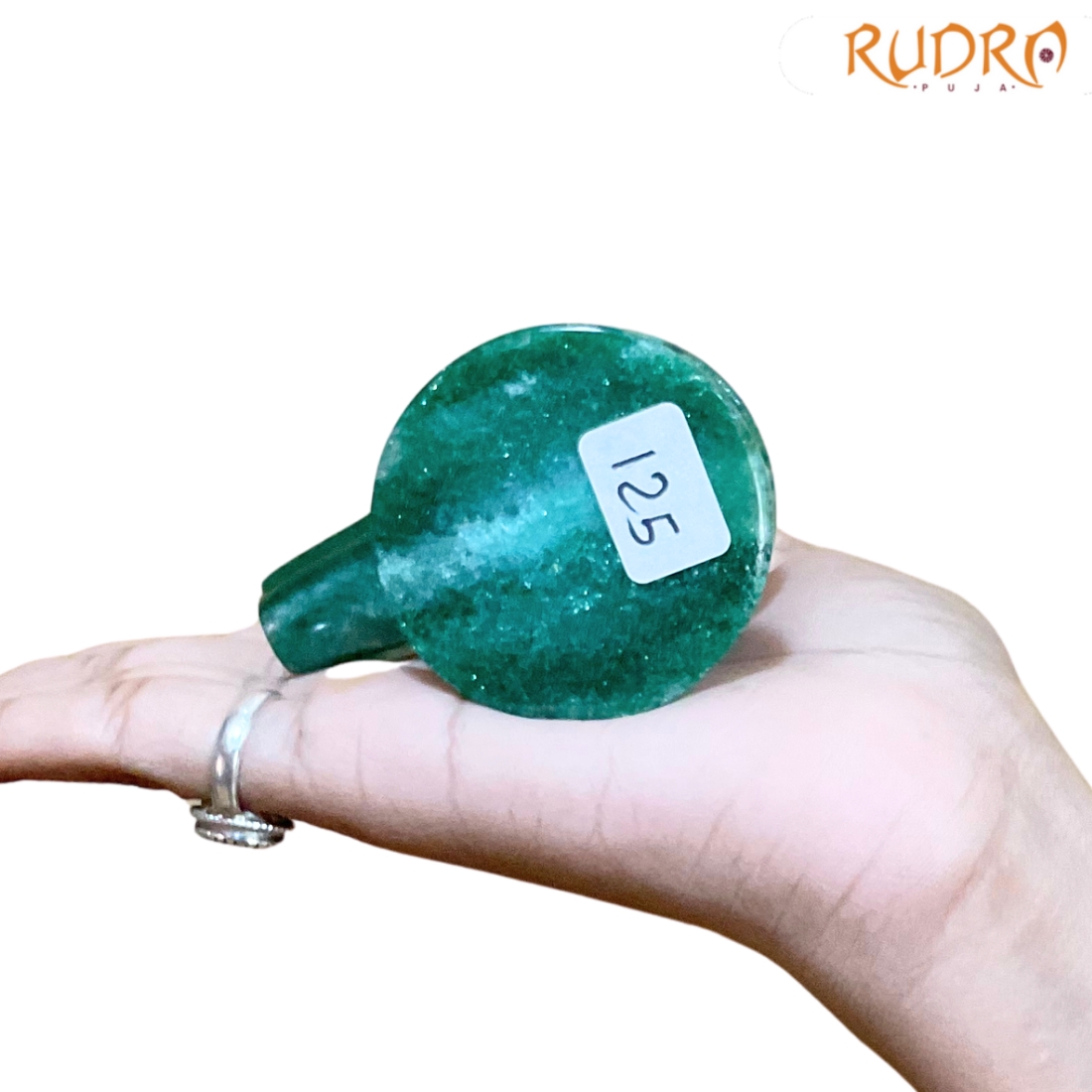 Sphatik Lingam With Green Jade Base - 2.5 Inches - (125 Grams)