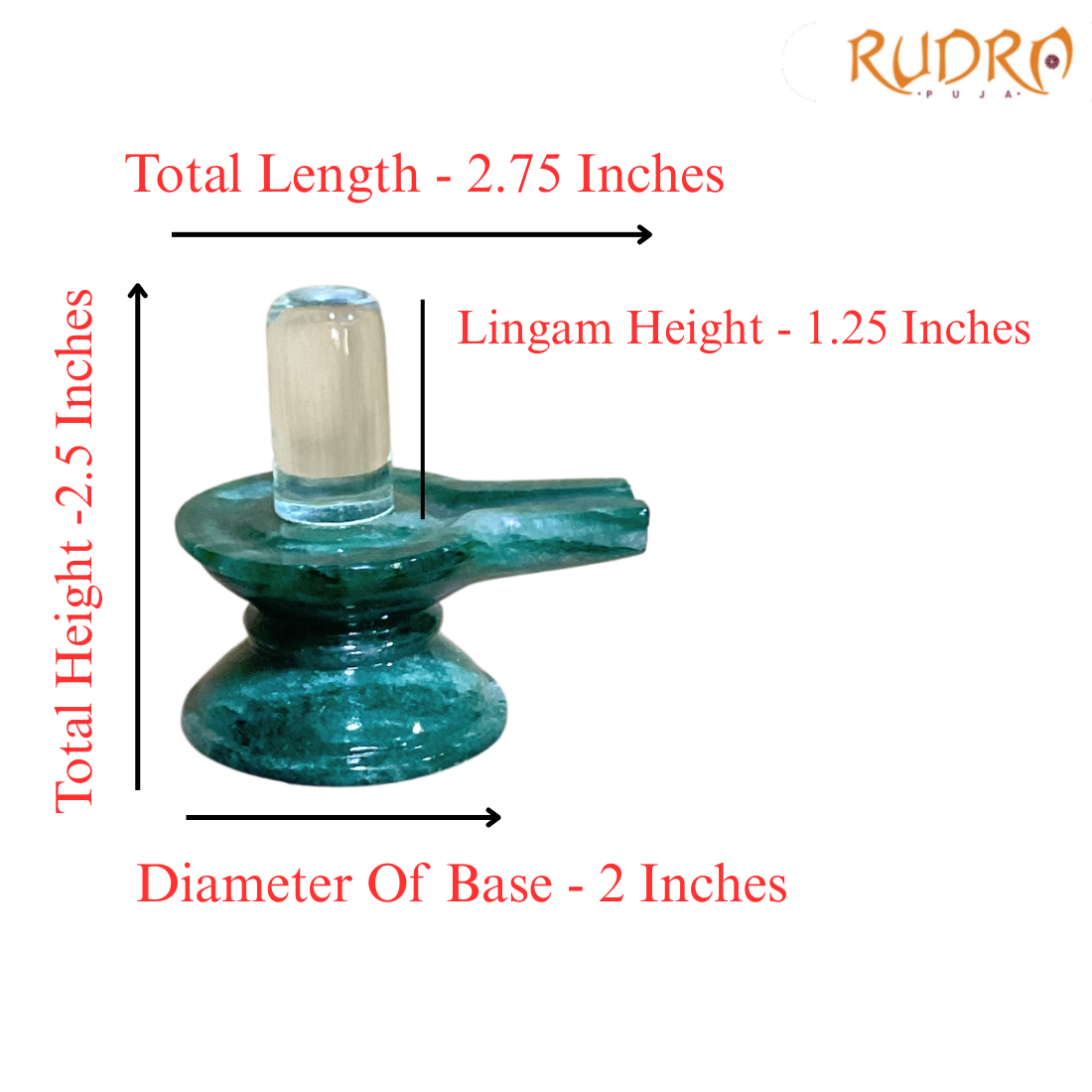 Sphatik Lingam With Green Jade Base - 2.5 Inches - (125 Grams)