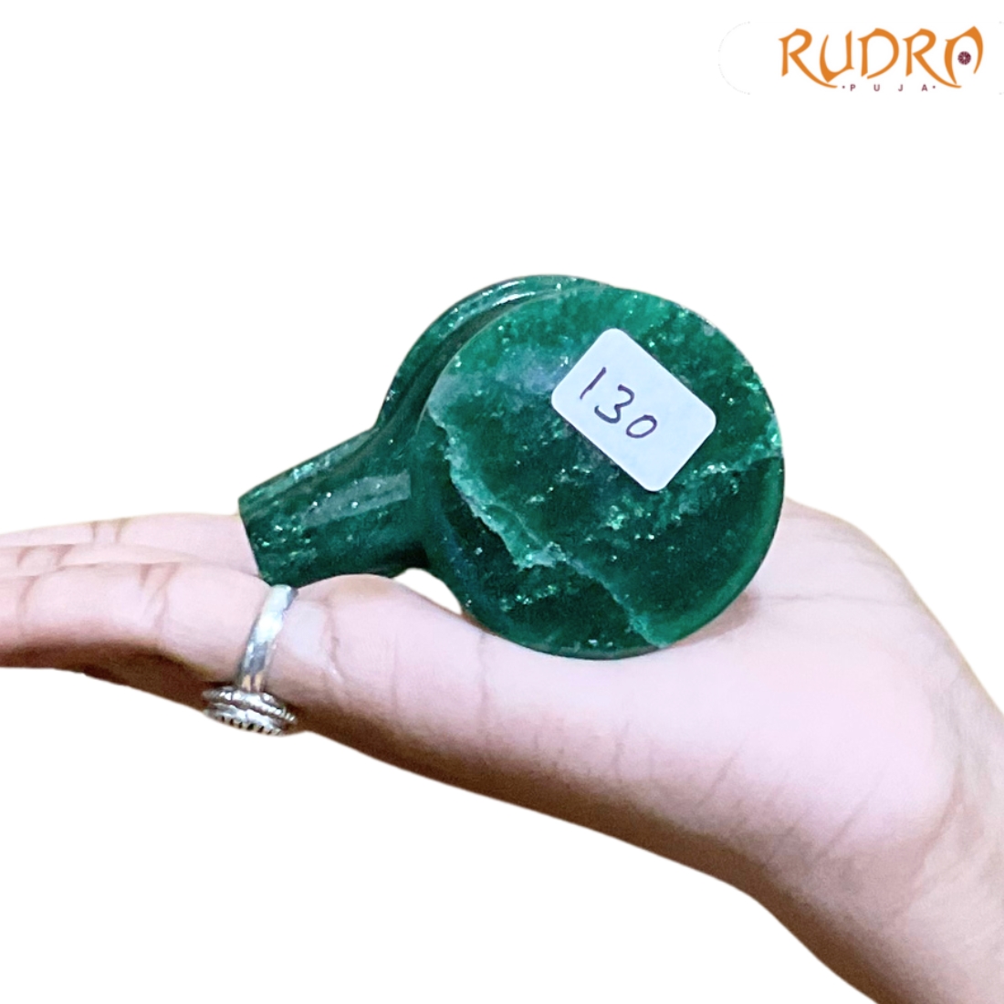 Sphatik Lingam With Green Jade Base - 2.5 Inches - (130 Grams)