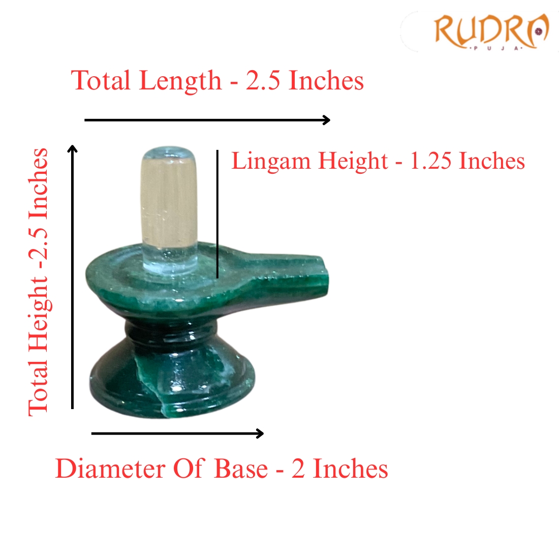 Sphatik Lingam With Green Jade Base - 2.5 Inches - (130 Grams)