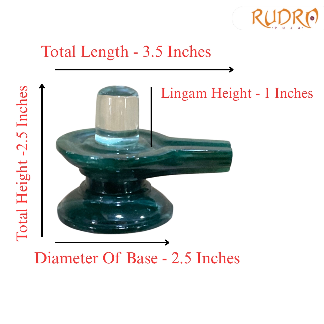 Sphatik Lingam With Green Jade Base - 2.5 Inches - (235 Grams)