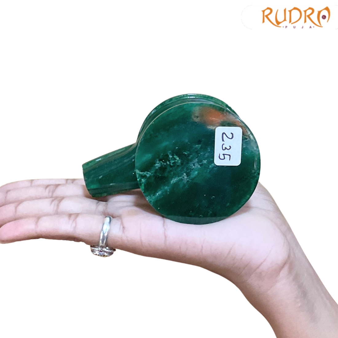 Sphatik Lingam With Green Jade Base - 2.5 Inches - (235 Grams)