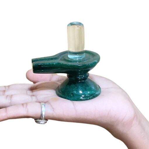 Sphatik Lingam With Green Jade Base - 2.75 Inches - (121 Grams)