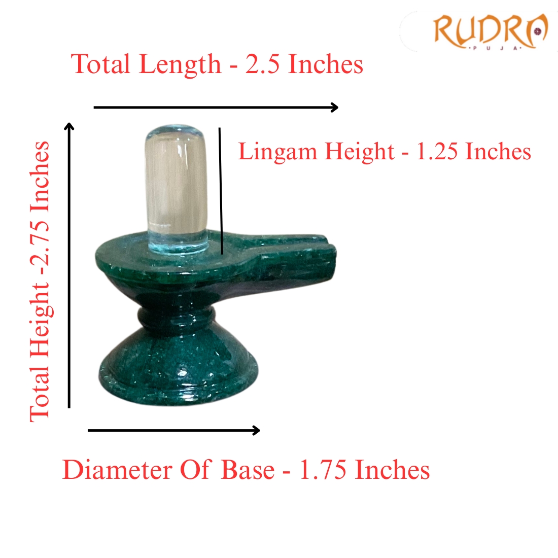 Sphatik Lingam With Green Jade Base - 2.75 Inches - (121 Grams)