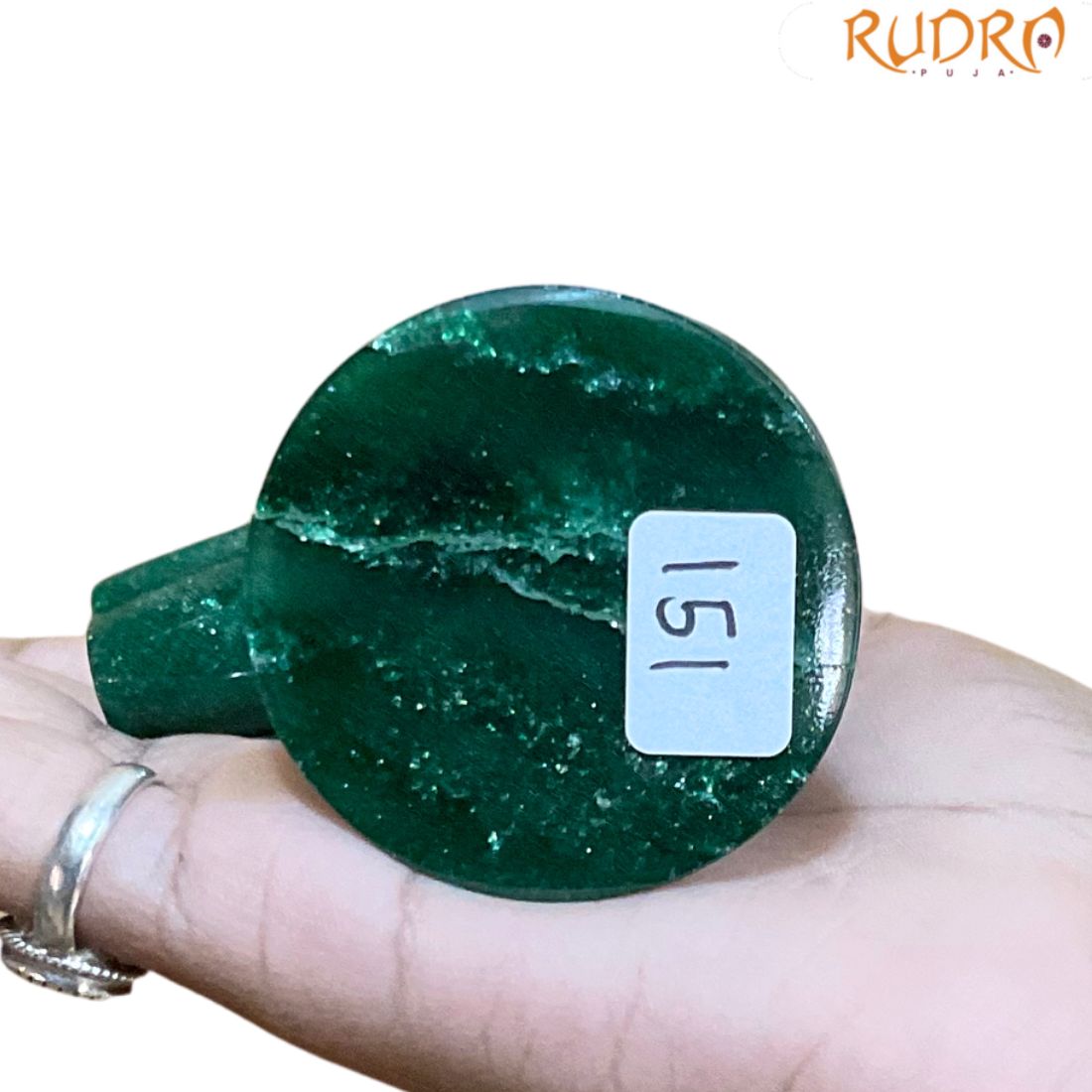 Sphatik Lingam With Green Jade Base - 3 Inches - (151 Grams)