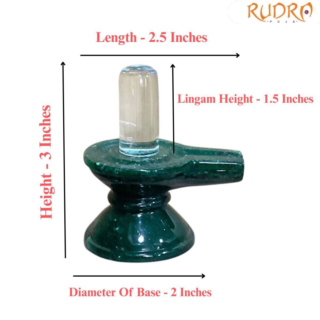 Sphatik Lingam With Green Jade Base - 3 Inches - (151 Grams)