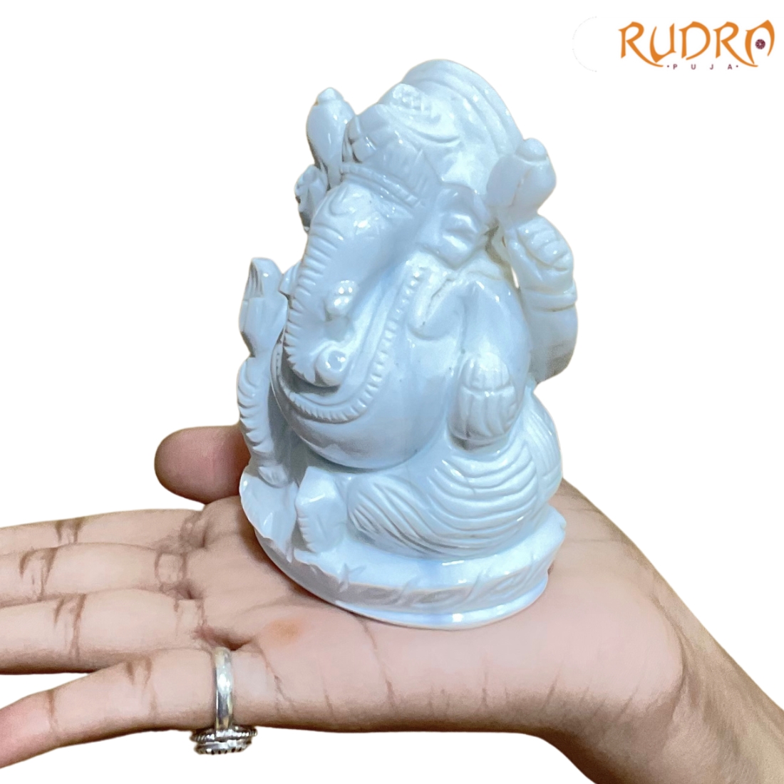 Gemstone Howlite Ganesha Idol 4 inch