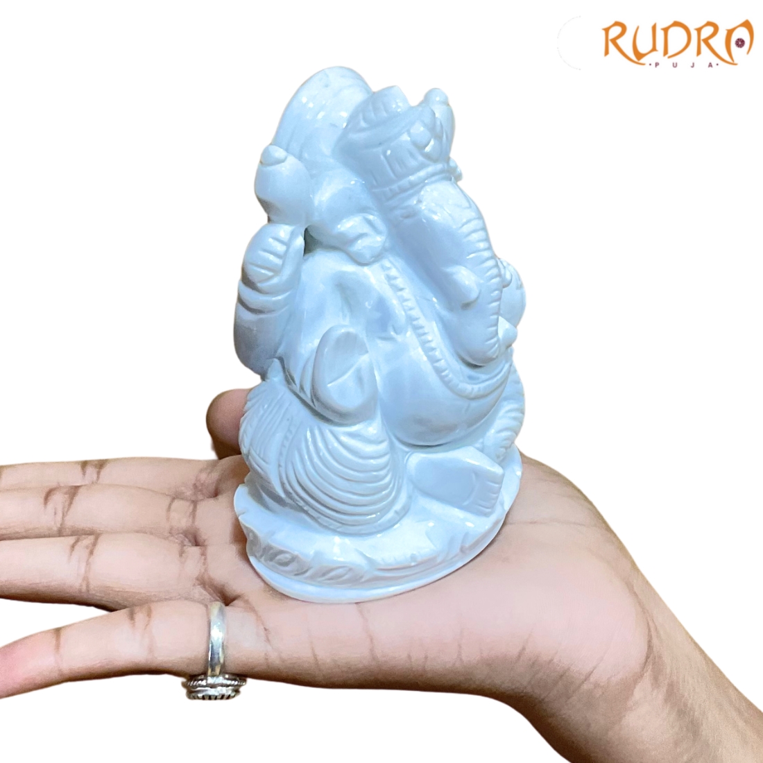 Gemstone Howlite Ganesha Idol 4 inch