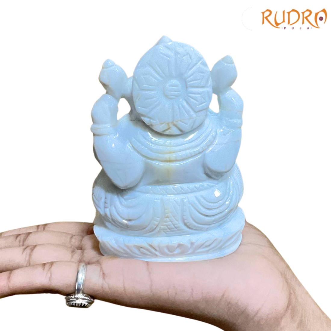 Gemstone Howlite Ganesha Idol 4 inch