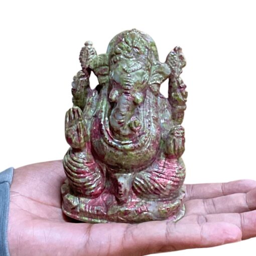 Unakite Ganesha Idol - 4.5 Inches - (720 Grams)