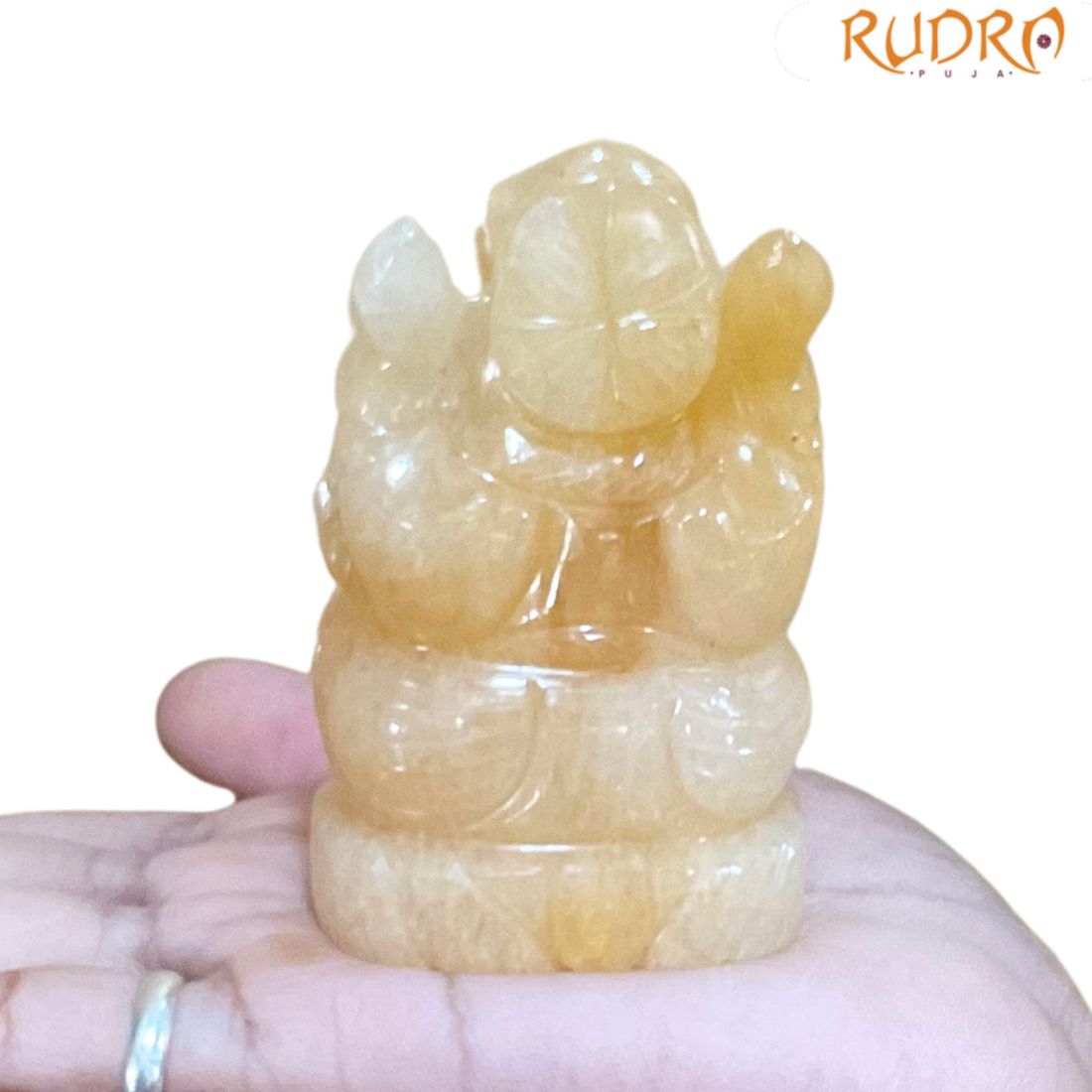 Yellow Jade Ganesh Idol - 3 Inches - (230 Grams)