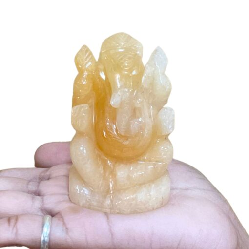 Yellow Jade Ganesh Idol - 3 Inches - (230 Grams)